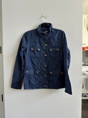 J.Crew Downtown Field Jacket Navy Waxed Cotton Size S